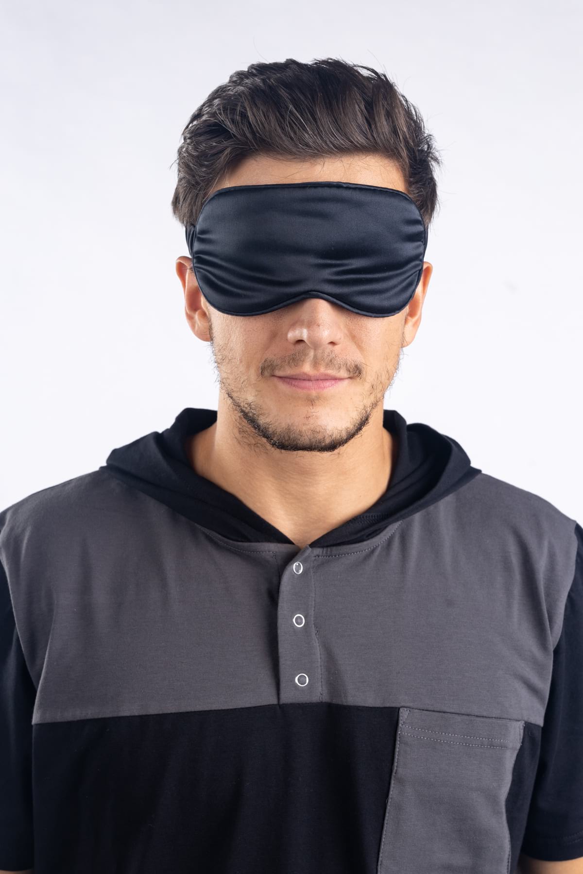 náhled - Hodvábna maska na spanie čierna