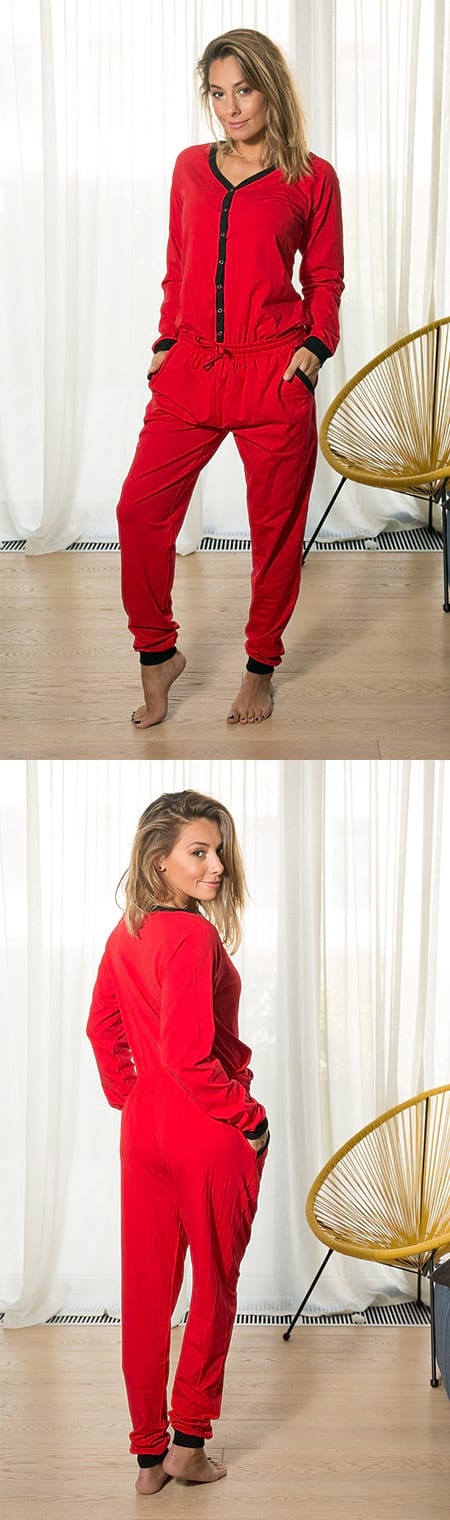 Red Ladies Pyjama Overall