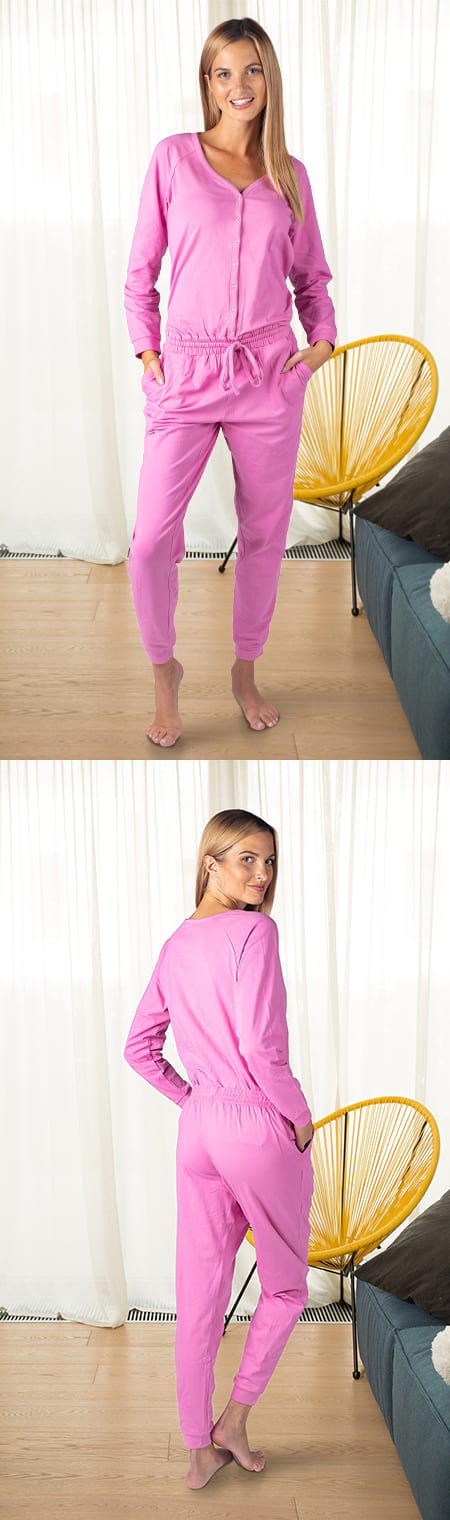 Rose Pink Ladies Pyjama Overall