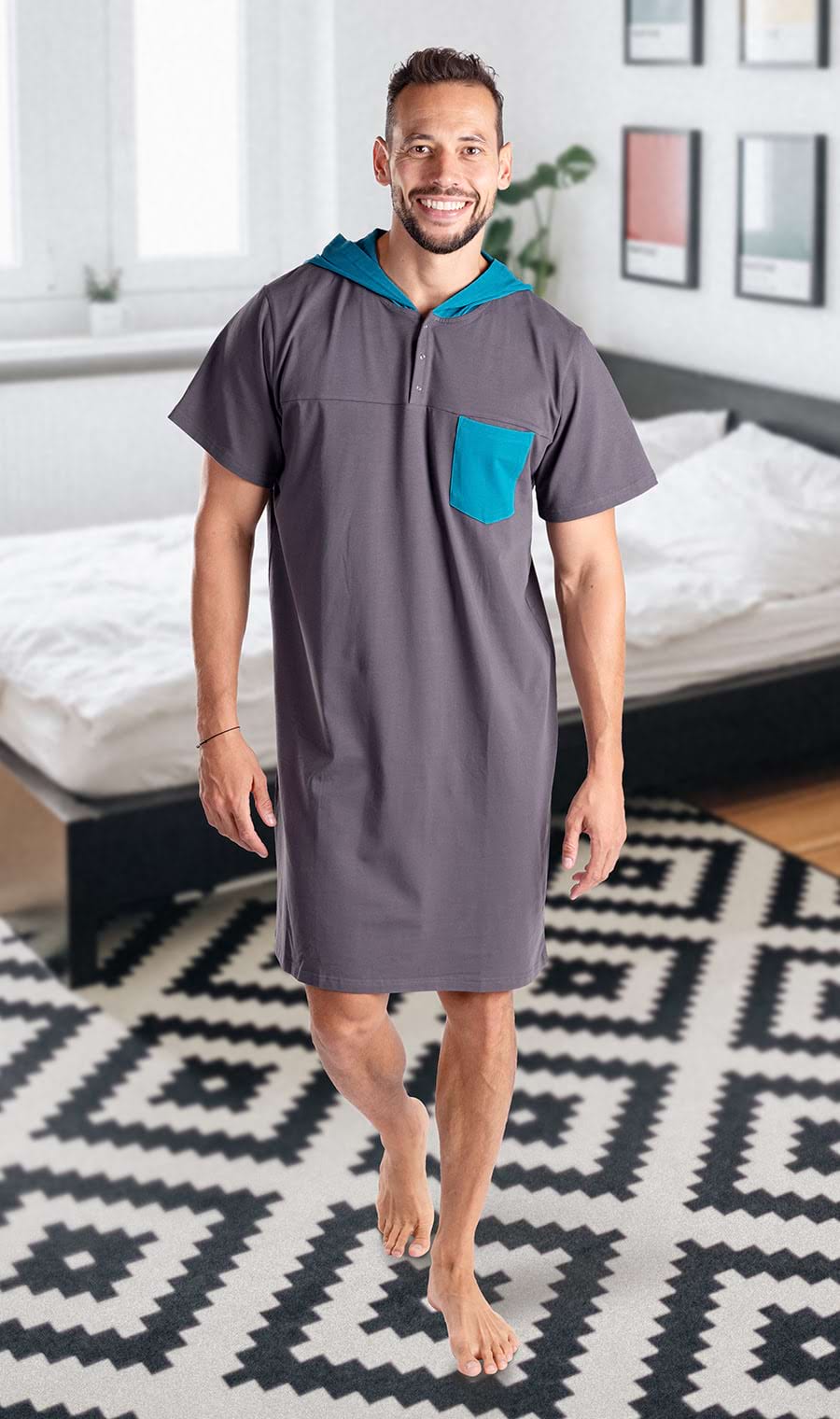 Grey Petrol Men's Nightgown