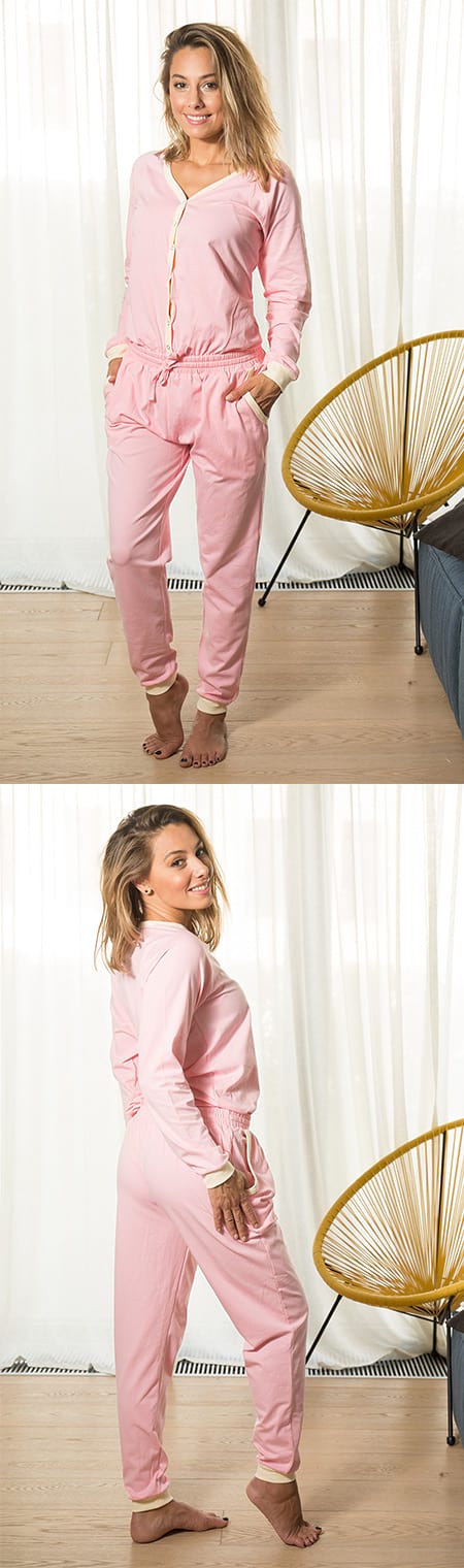 Light Pink Ladies Pyjama Overall
